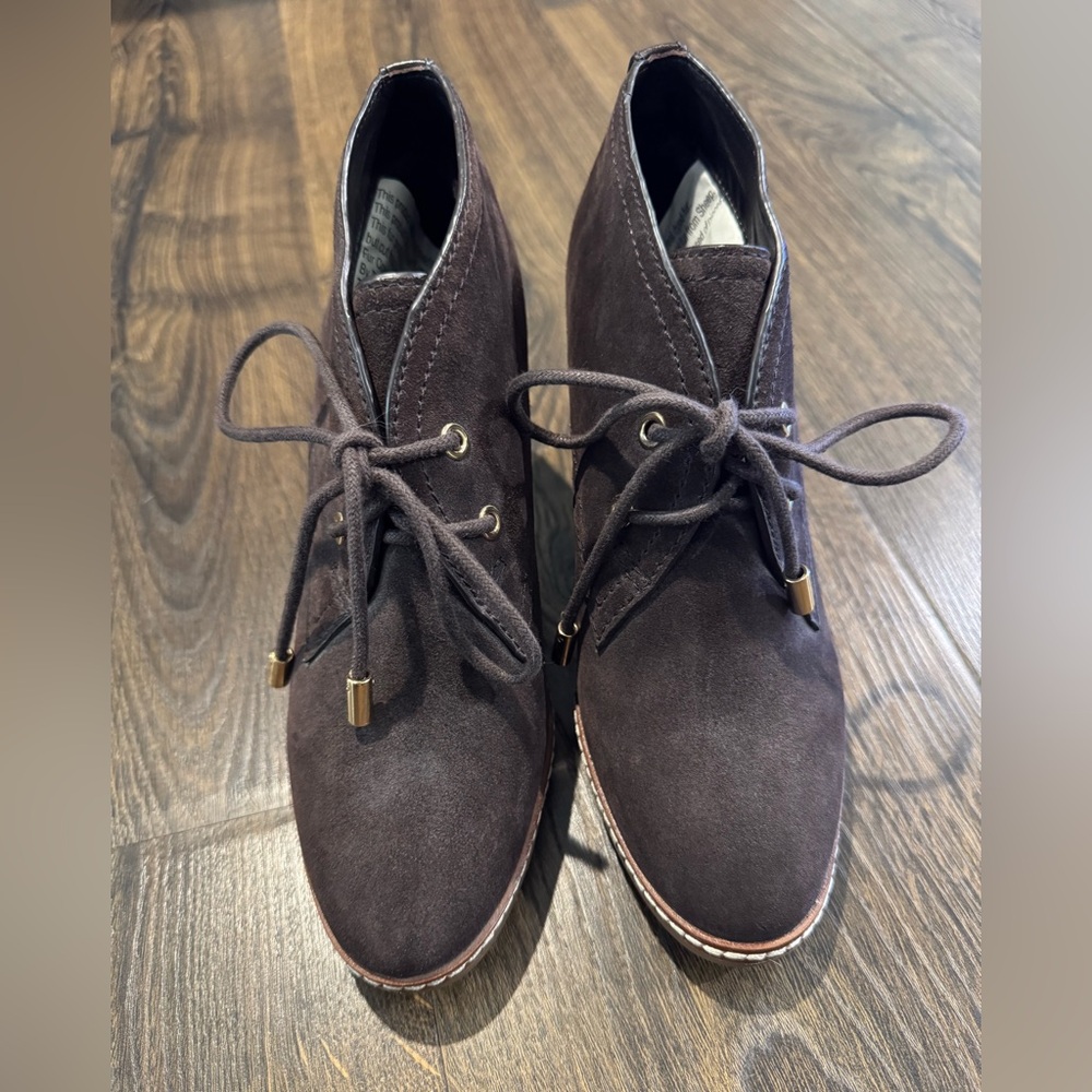 Dark Brown Tory Burch Hilary Lace-Up Ankle Boots